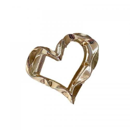 Hair Claw Clips, Iron, Heart, plated, Korean style & for woman 55mm 