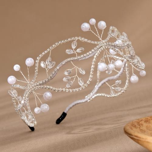 Hair Bands, Zinc Alloy, with Cloth & Plastic Pearl, plated, for bridal & for woman & with rhinestone 