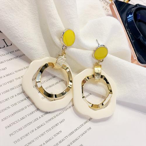 Acrylic Drop Earring, Zinc Alloy, with Acrylic, gold color plated, fashion jewelry & for woman, mixed colors, 50mm 