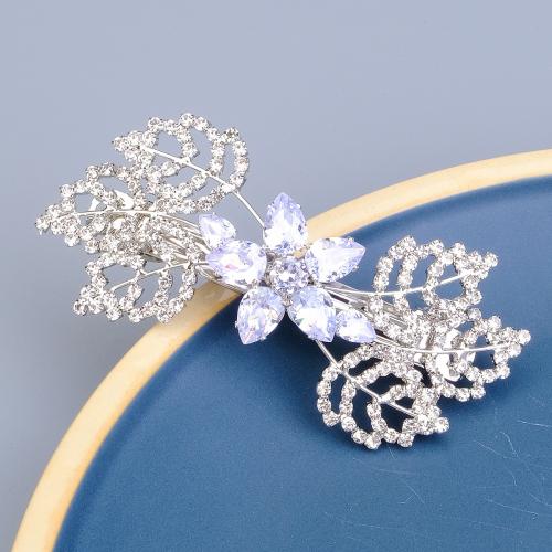 Hair Snap Clips, Zinc Alloy, with Cubic Zirconia, plated, for bridal & for woman 