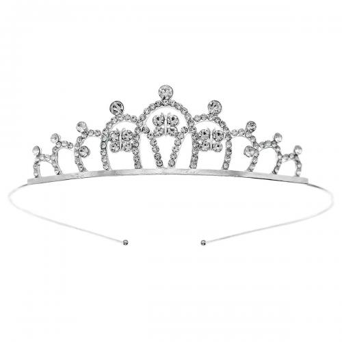 Bridal Tiaras, Zinc Alloy, silver color plated, for children & with rhinestone 