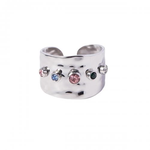 Cubic Zirconia Stainless Steel Finger Ring, 304 Stainless Steel, fashion jewelry & micro pave cubic zirconia & for woman, original color, Inner .78cm .35cm 