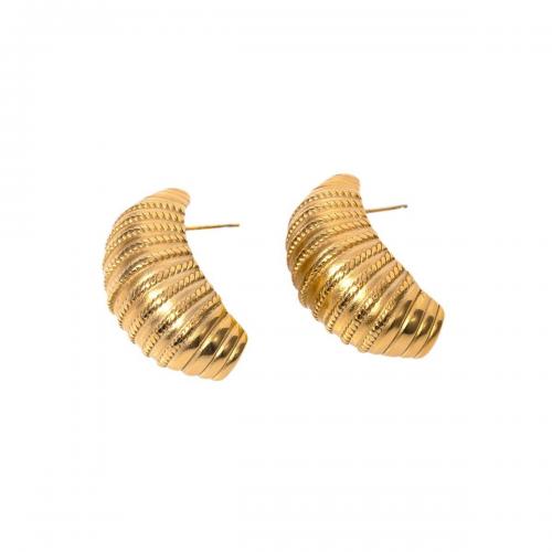 Stainless Steel Stud Earring, 304 Stainless Steel, 18K gold plated, fashion jewelry & for woman 