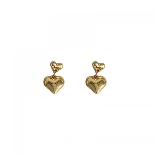 alliage de zinc Boucle d'oreille goutte, coeur, Placage de couleur d'or, bijoux de mode & pour femme Vendu par paire