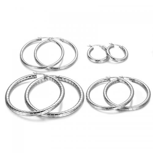 Titan Stahl Ohrringe, Titanstahl, Kreisring, Modeschmuck & verschiedene Größen vorhanden & für Frau, originale Farbe, frei von Nickel, Blei & Kadmium, verkauft von Paar