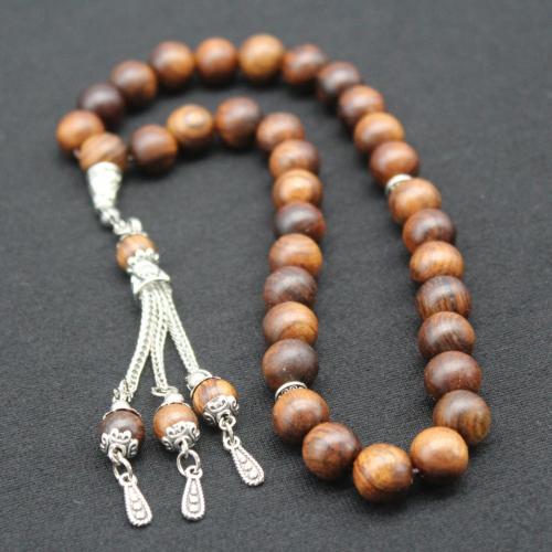 Muslim Tasbih, Wood, with Zinc Alloy, silver color plated, fashion jewelry & Unisex 10mm Approx 26 cm 