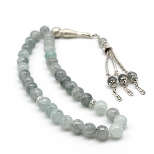 Muslim Tasbih, Glass, with Zinc Alloy, silver color plated, fashion jewelry & Unisex 10mm Approx 30 cm 