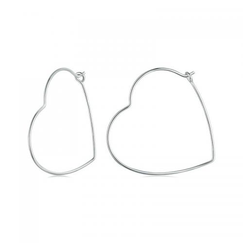 Sterling Silver Drop Earring, 925 Sterling Silver, Heart, platinum plated, fashion jewelry & for woman Inner Approx 27mm 