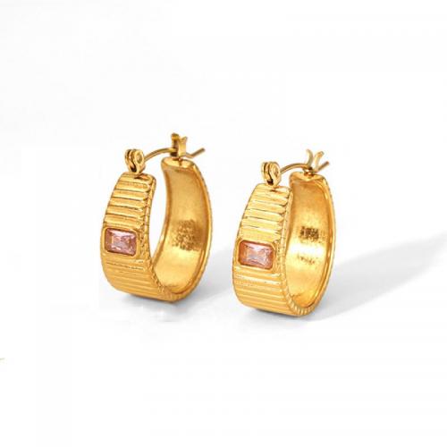 Titan Stahl Ohrringe, Titanstahl, 18K vergoldet, Modeschmuck & Micro pave Zirkonia & für Frau, keine, 22.4x23mm, verkauft von Paar
