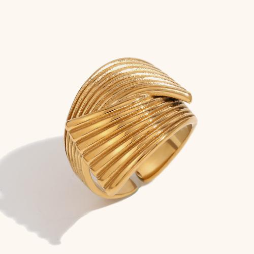 Stainless Steel Finger Ring, 316L Stainless Steel, 18K gold plated, fashion jewelry & for woman, golden, US Ring 