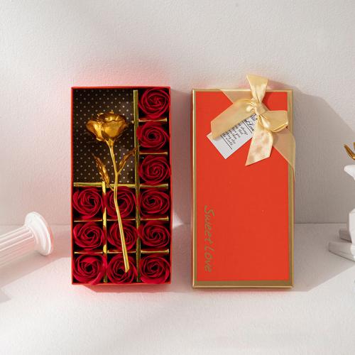 Papel flor artificial, con Jabón & Hoja de oro, Rosa, diferentes estilos para la opción, más colores para la opción, 225x115x45mm, Vendido por Caja