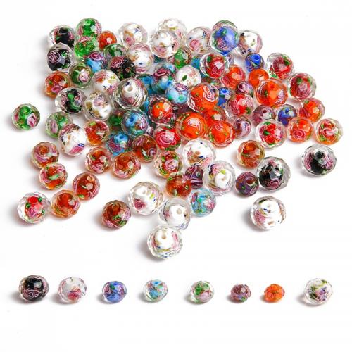 Innen Blume Lampwork Perlen, rund, DIY & verschiedene Größen vorhanden, keine, Bohrung:ca. 2mm, 10PCs/Tasche, verkauft von Tasche