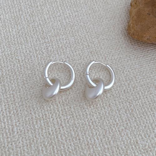 Brass Huggie Hoop Earring, plated, fashion jewelry, silver color 