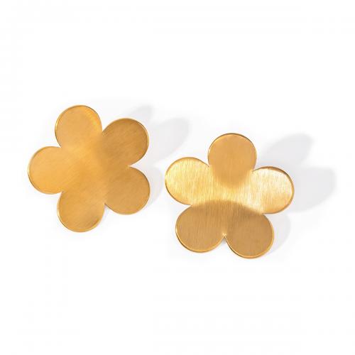 Edelstahl Stud Ohrring, 304 Edelstahl, Blume, 18K vergoldet, Modeschmuck & für Frau, 28.5mm, verkauft von Paar