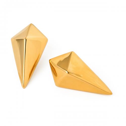 Stainless Steel Stud Earring, 304 Stainless Steel, Rhombus, 18K gold plated, fashion jewelry & for woman 