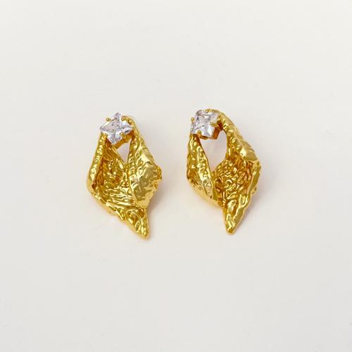 Boucles d'oreilles en laiton zircon cubique, Plaqué or 18K, bijoux de mode & pavé de micro zircon & pour femme Vendu par paire