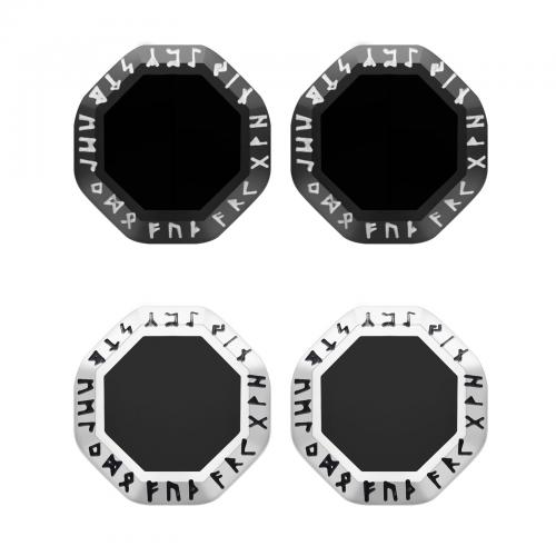 Stainless Steel Stud Earring, 304 Stainless Steel, Octagon, plated, fashion jewelry & for man 11mm 
