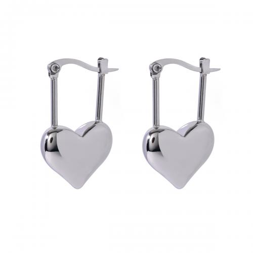 Stainless Steel Leverback Earring, 304 Stainless Steel, Heart, fashion jewelry & for woman, original color 