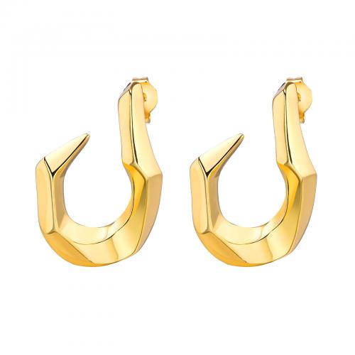 Stainless Steel Stud Earring, Brass, gold color plated, fashion jewelry & for woman 