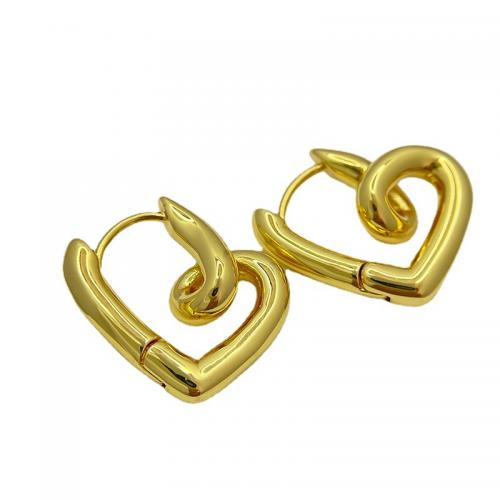 Brass Drop Earring, Heart, 18K gold plated, fashion jewelry & for woman 
