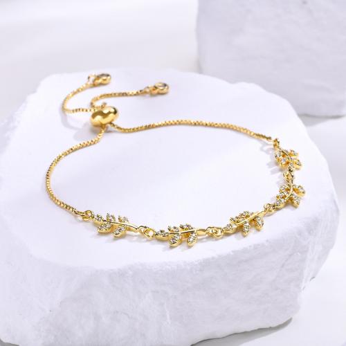 Cubic Zirconia Micro Pave Brass Bracelet, gold color plated, fashion jewelry & micro pave cubic zirconia & for woman 