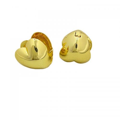 Brass Hoop Earring, Heart, 18K gold plated, fashion jewelry & for woman 