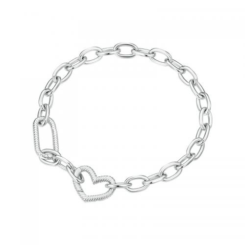 Sterling Silver Bracelets, 925 Sterling Silver, plated, for woman, silver color Approx 19 cm 