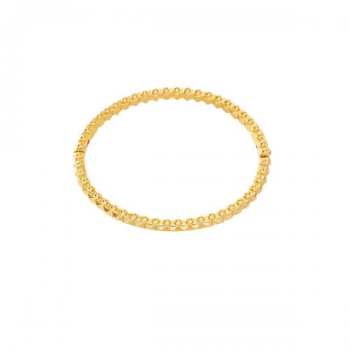 Brass Bangle, real gold plated, micro pave cubic zirconia & for woman, golden 