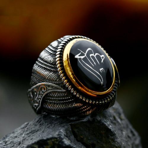 Titanium Steel Finger Ring, plated & for man & enamel & blacken, US Ring 