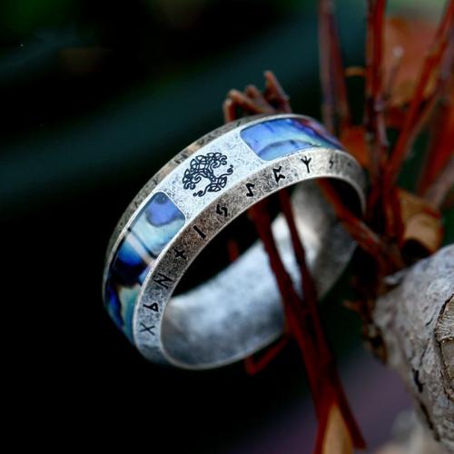 Titanium Steel Finger Ring, with Shell, Antique finish, vintage & for man, original color, US Ring 