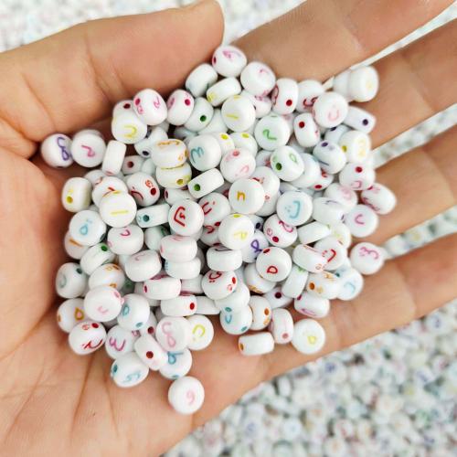 Acryl Alphabet Perlen, flache Runde, Spritzgießen, DIY, keine, 4x7mm, ca. 3600PCs/Tasche, verkauft von Tasche