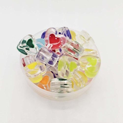 Schmelz Acryl Perlen, Herz, DIY & Emaille, gemischte Farben, 16x17x11mm, ca. 240PCs/Tasche, verkauft von Tasche