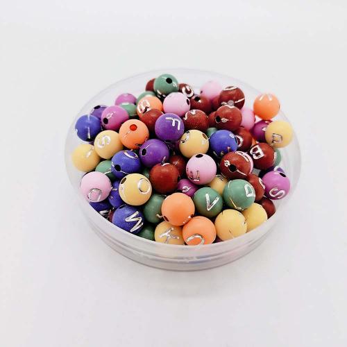 Acryl Alphabet Perlen, rund, DIY, keine, 8mm, ca. 1900PCs/Tasche, verkauft von Tasche