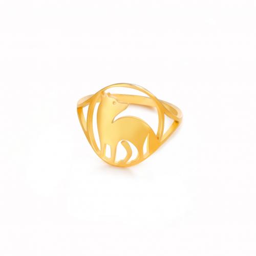 Titanium Steel Finger Ring, Vacuum Ion Plating, fashion jewelry & Unisex & hollow 15.1mm 