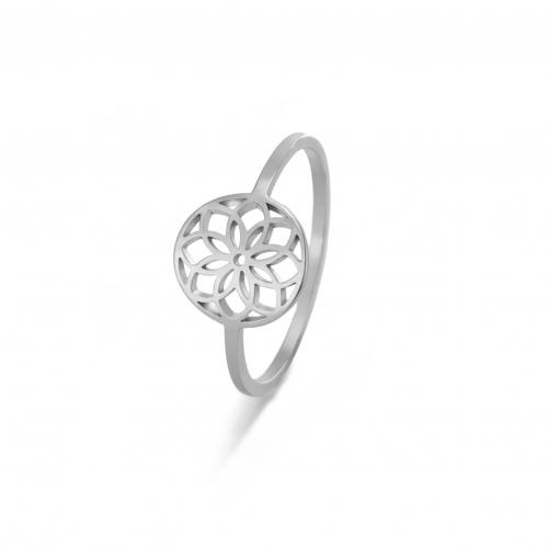 Titanium Steel Finger Ring, Flat Round, Vacuum Ion Plating, fashion jewelry & Unisex & hollow 