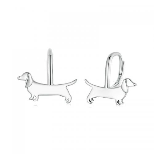 Sterling Silver Drop Earring, 925 Sterling Silver, Dog, fashion jewelry & for woman Inner Approx 9.5mm 