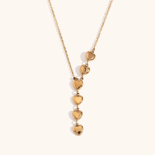 Stainless Steel Jewelry Necklace, 316L Stainless Steel, with 5cm extender chain, Heart, 18K gold plated, fashion jewelry & for woman, golden Approx 40 cm 