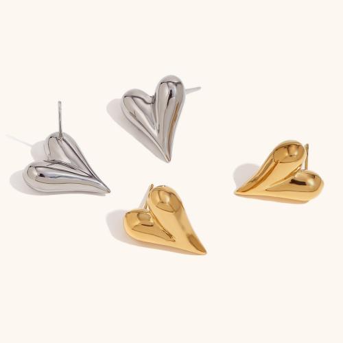 Stainless Steel Stud Earring, 316L Stainless Steel, Heart, Vacuum Ion Plating, fashion jewelry & for woman 