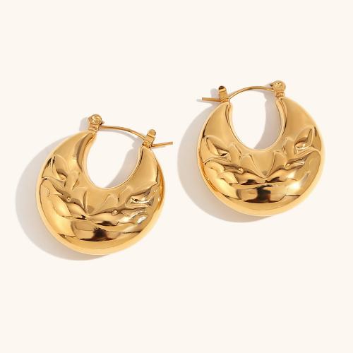 Stainless Steel Leverback Earring, 316L Stainless Steel, 18K gold plated, fashion jewelry & for woman, golden 