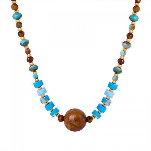 Титан ожерелье ювелирных изделий, титан, с Природный камень & Агат, с 7cm наполнитель цепи, ювелирные изделия моды & Женский, 10mm, длина:Приблизительно 38 см, продается PC
