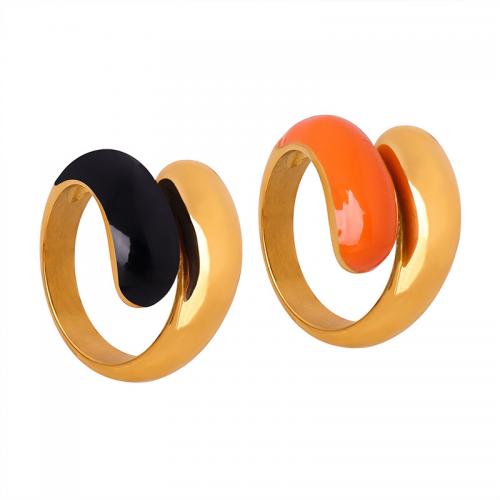 Титан Сталь палец кольцо, титан, ювелирные изделия моды & Женский & эмаль, Много цветов для выбора, inner diameter 17mm, width 15mm, размер:7, продается PC