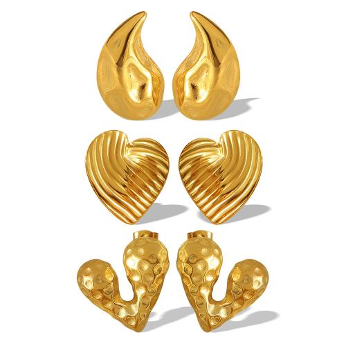 Titan Stahl Ohrringe, Titanstahl, Modeschmuck & verschiedene Stile für Wahl & für Frau, goldfarben, verkauft von Paar