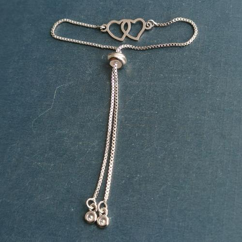 Titanium Steel Bracelet & Bangle, Heart, polished, DIY Approx 11.3 cm 
