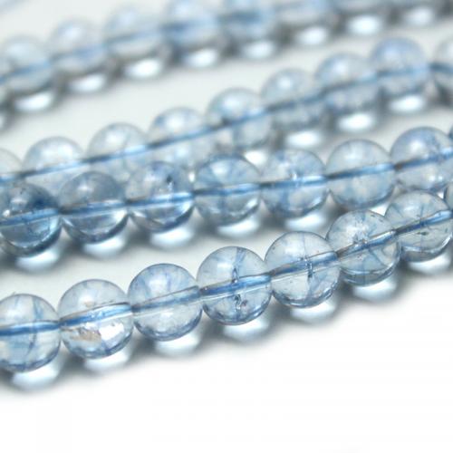 Perles en verre craquelé, Rond, DIY & normes différentes pour le choix, bleu ciel, Vendu par brin