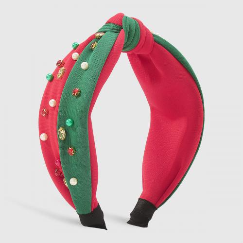 Christmas Headband, Cloth, with Plastic Pearl, fashion jewelry & for woman & with rhinestone 