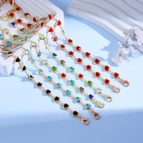 Zinc bracelets en strass en alliage , alliage de zinc, avec 5CM chaînes de rallonge, coeur, Placage de couleur d'or, bijoux de mode & styles différents pour le choix & pour femme & avec strass, plus de couleurs à choisir cm, Vendu par PC