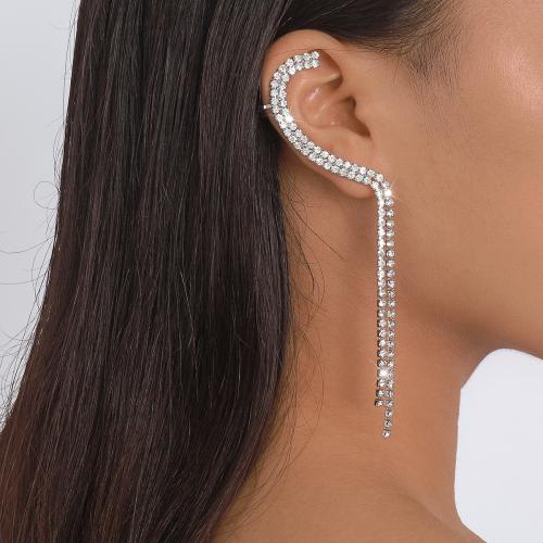 Earring Cuff and Wraps, Zinc Alloy, plated, fashion jewelry & for woman & with rhinestone 