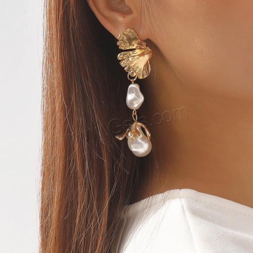 Plastic Pearl Zinc Alloy Earring, with Plastic Pearl, Baroque, plated, fashion jewelry & for woman 