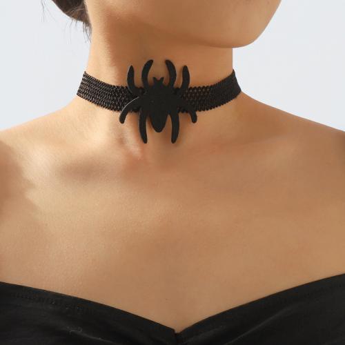 Fashion Choker Necklace, Iron, with Cloth & Plastic, plated, fashion jewelry & for woman & with rhinestone 