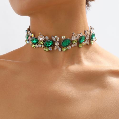 Fashion Choker Necklace, Zinc Alloy, with Iron, plated, fashion jewelry & for woman & with rhinestone 